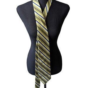 Valentino striped silk tie gold black and blue colour wave.